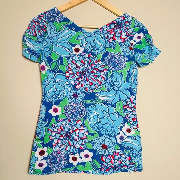 Lilly Pulitzer Green and Blue somerset blue floral Women’s size S top - Picture 1 of 6